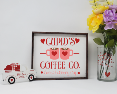 Cupid's Coffee Co. Wooden Farmhouse Valentine Sign
