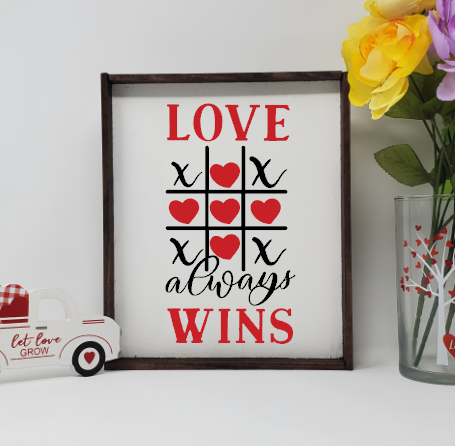 Love Wins Tic Tac Doe Sign, XOXO Handcrafted Wooden Farmhouse Valentines Sign