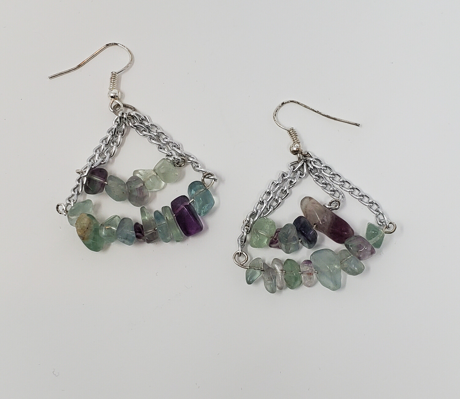 Rainbow Fluorite Gemstone Swag Earrings
