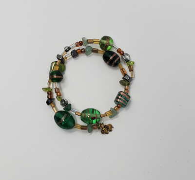 Handcrafted Green Wrap Around Bracelet With Elephant Charm