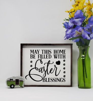 Handcrafted Easter Blessings Farmhouse Sign