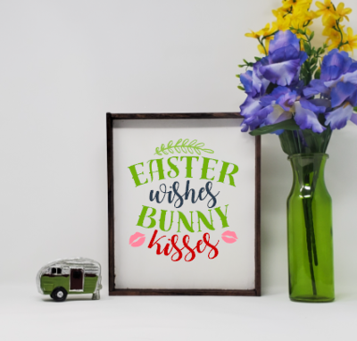 Handcrafted Easter Wishes and Bunny Kisses Farmhouse Sign
