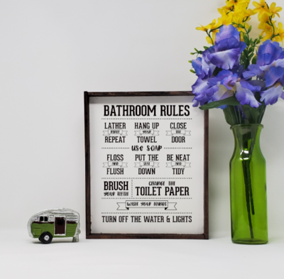 Bathroom Rules Handcrafted Farmhouse Sign