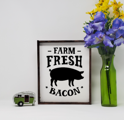 Handcrafted Farmhouse Fresh Bacon Pig Sign