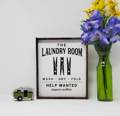 Handcrafted Laundry Help Wanted Sign