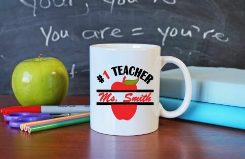 Number 1 Teacher Monogram Apple Cup