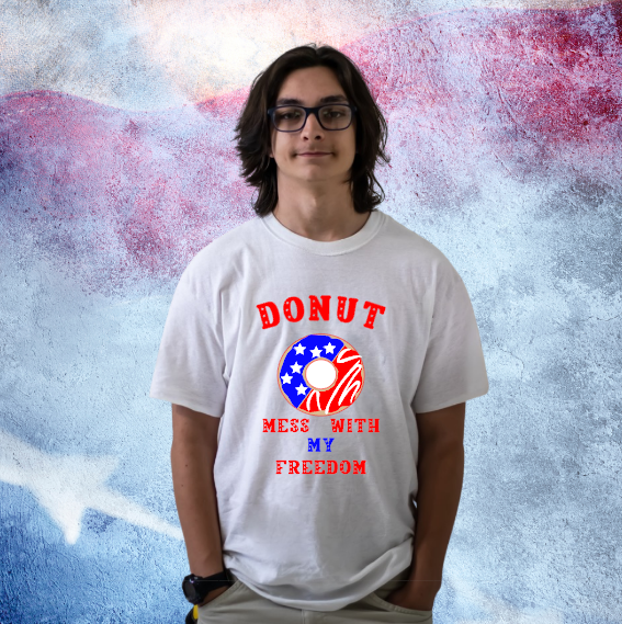Men&#39;s Donut Mess With My Freedom Patriotic Shirt, July 4th Shirt