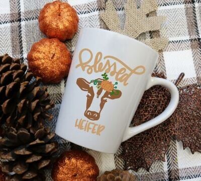 Blessed Heifer Coffee Mug, Fall Heifer Mug