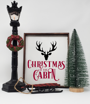 Handcrafted Christmas at the Cabin Wooden Farmhouse Sign