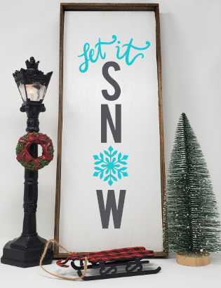 Let it Snow Handcrafted Wooden Farmhouse Christmas Sign