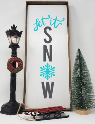 Let it Snow Handcrafted Wooden Farmhouse Christmas Sign