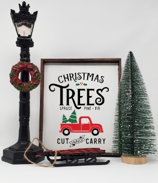 Handcrafted Red Truck Christmas Tree Sign