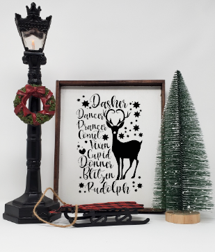 Handcrafted Reindeer Names Christmas Sign