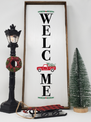 Handcrafted Red Truck Christmas Farmhouse Sign