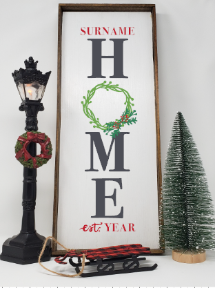 Handcrafted Wreath Christmas Personalized Home Sign