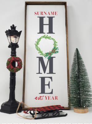 Handcrafted Wreath Christmas Personalized Home Sign