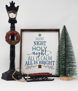 Silent Night Christmas Tree Handcrafted Farmhouse Sign