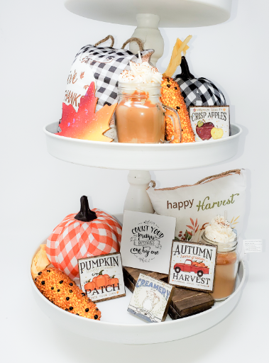 Handcrafted Count Your Blessings Mini Tiered Tray Farmhouse Sign
