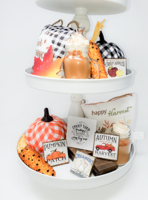 Handcrafted Count Your Blessings Mini Tiered Tray Farmhouse Sign