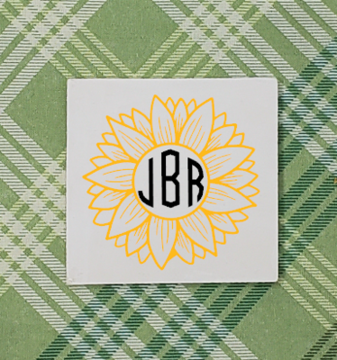 Sunflower Monogram Fall Décor Mini Farmhouse Sign, Tray Décor