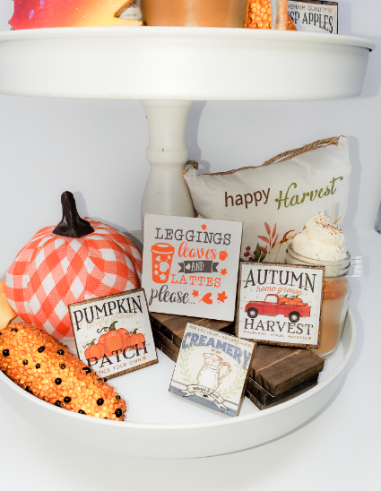 Leggings, Leaves, and Lattes Mini Handcrafted Fall Tray Décor