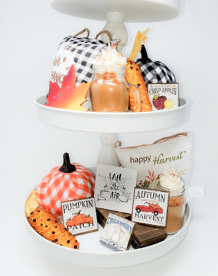 Fall Is In The Air Handcrafted Tiered Tray Sign