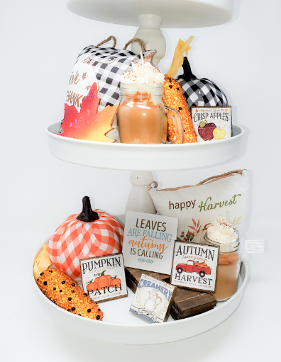 Leaves are Falling, Autumn is Calling Handcrafted Tiered Tray Sign