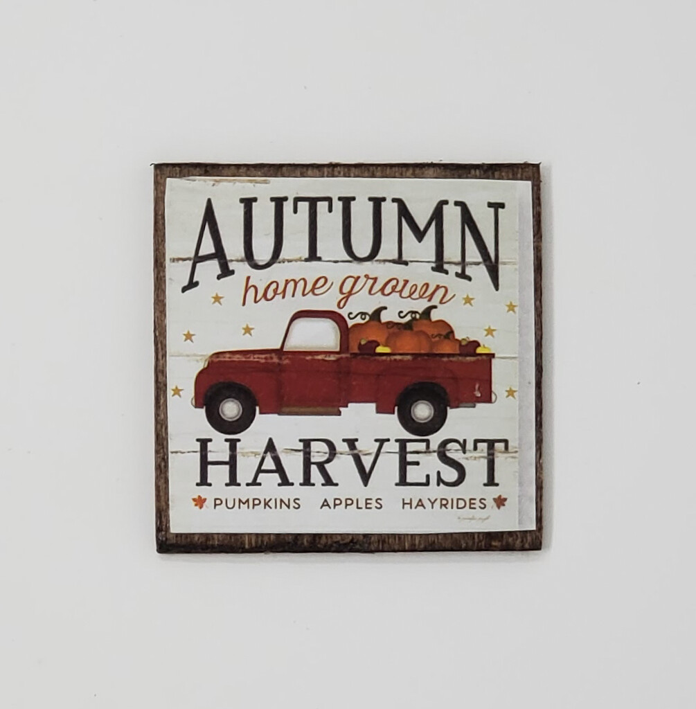 Red Truck Handcrafted Fall Tiered Tray Sign