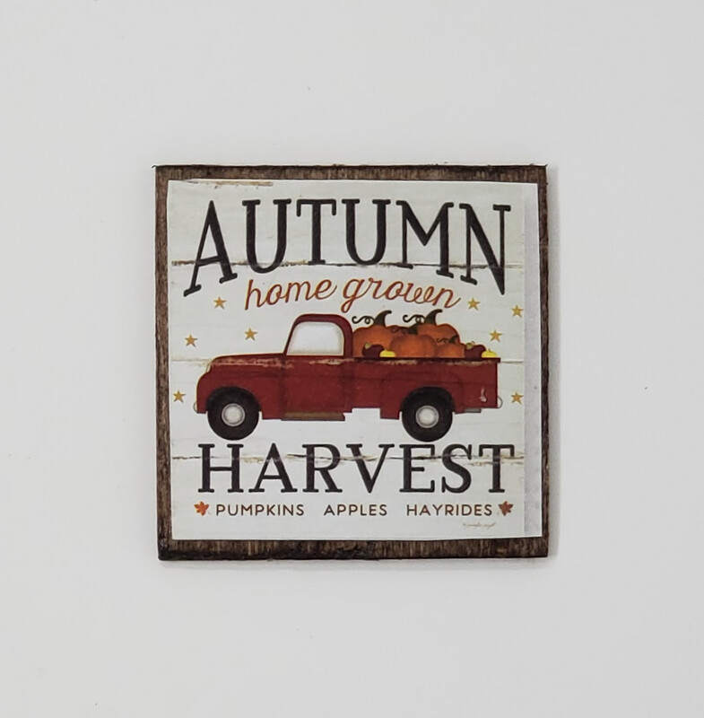 Red Truck Handcrafted Fall Tiered Tray Sign