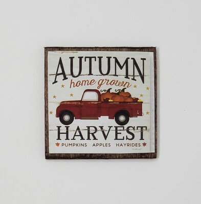 Red Truck Handcrafted Fall Tiered Tray Sign