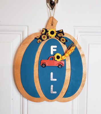 Handcrafted Wood Pumpkin Vintage Truck Door Hanger