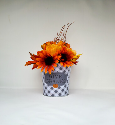 Give Thanks Fall Floral Arrangement, Orange, Yellow, and Red Autumn Flowers