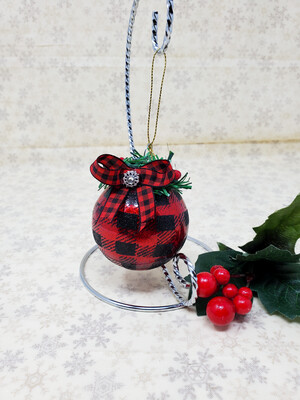 Buffalo Check Glitter Ball Ornament