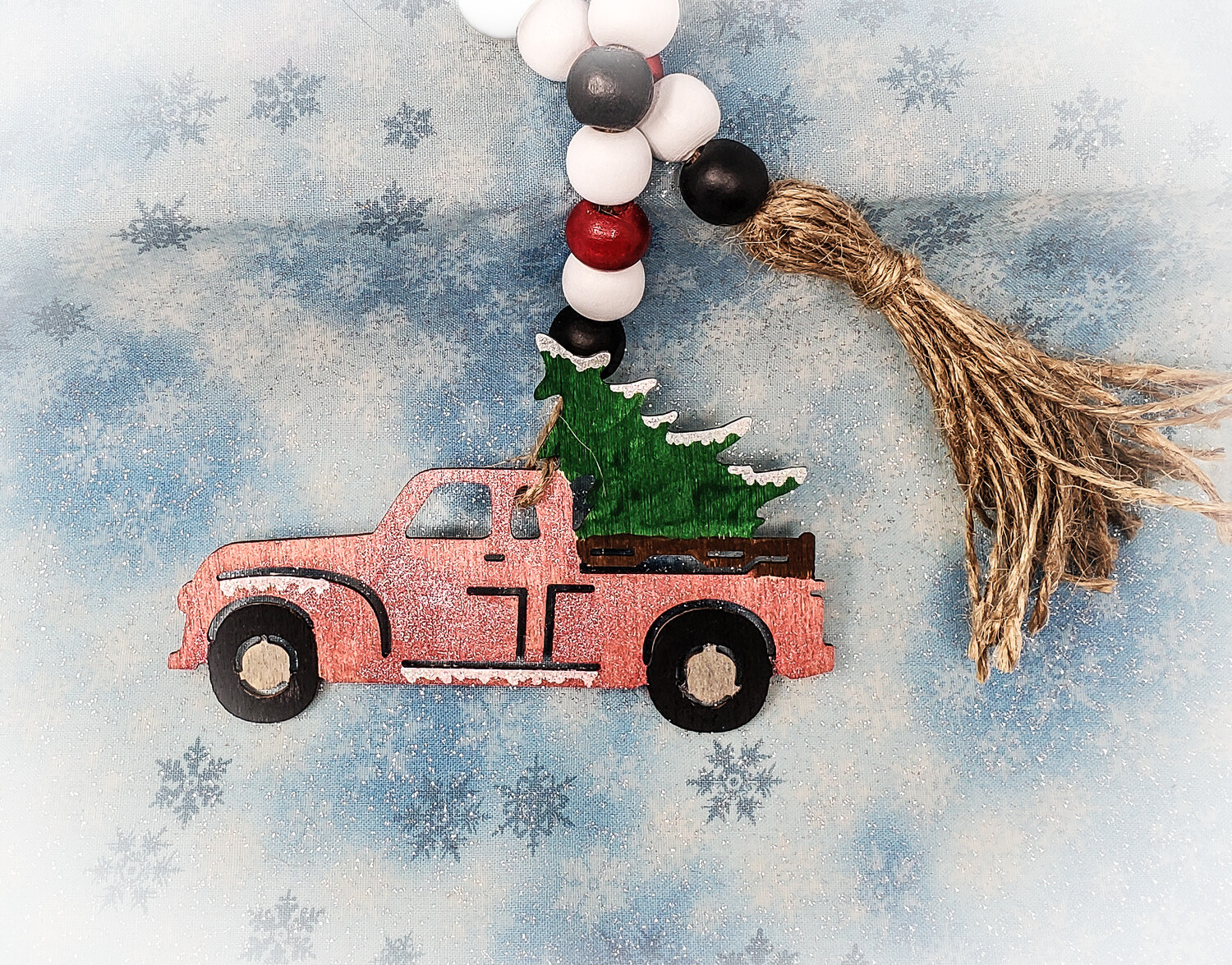 Christmas Truck Beaded Garland, Choose Color: Red