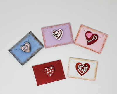 Wood Valentine&#39;s Day Envelopes, Tiered Tray Décor