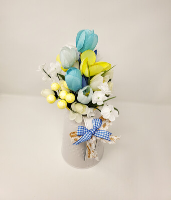 Blue and Yellow Tulip Floral Arrangement