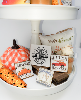 Halloween Spider Web Tiered Tray Sign.