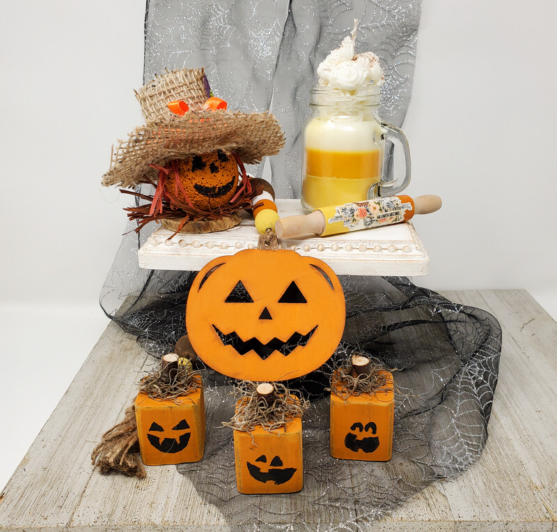 Halloween, Jack O Lantern and Candy Corn Tray Décor, Halloween Gift, Best Friend Gift