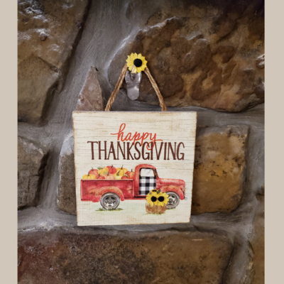 Red Truck Happy Thanksgiving Sign, Thanksgiving Gift, Hostess Gift