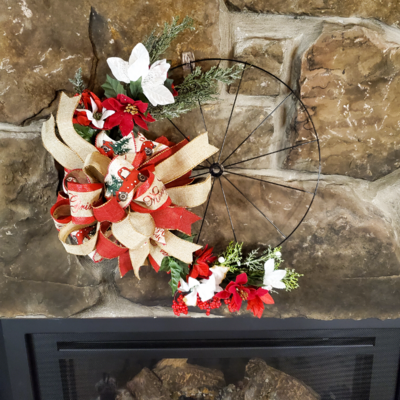 Bicycle Wheel Wreath, Red Truck Christmas Wreath, Christmas Gift, Best Friend Gift