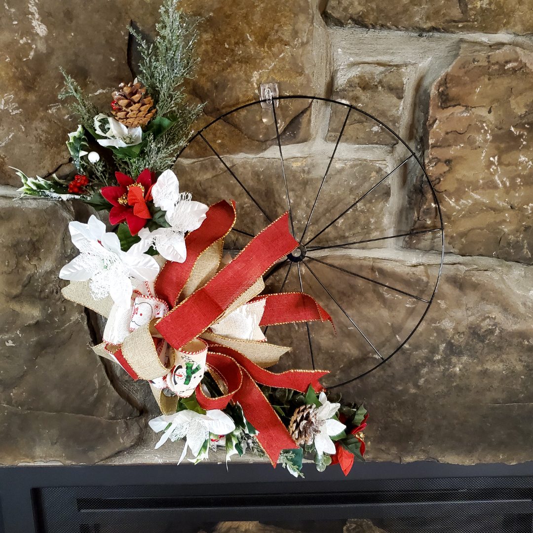 Bicycle Wheel Wreath, Snowman Christmas Wreath, Christmas Gift, Best Friend Gift