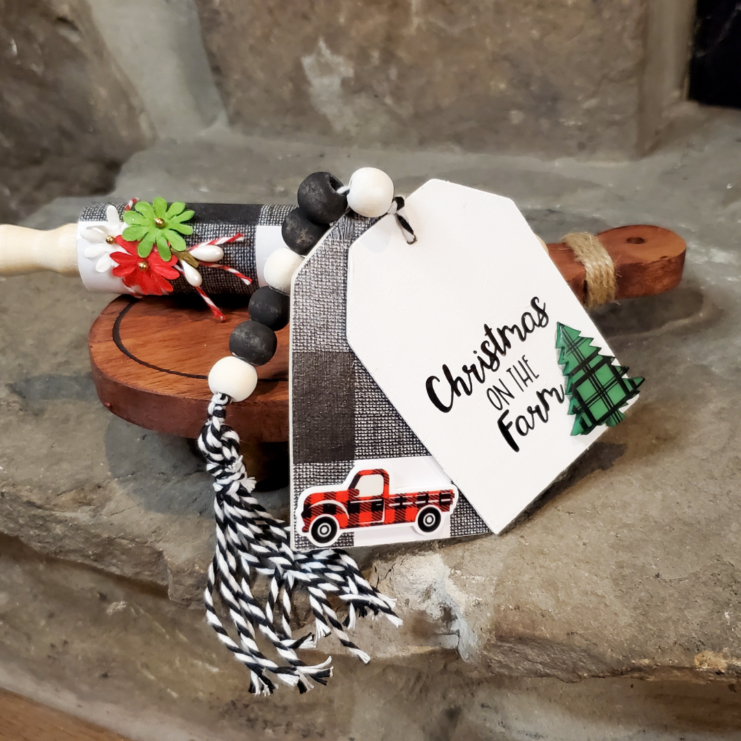 Buffalo Check Christmas Tiered Tray Decor, Christmas Gift, Coworker Gift