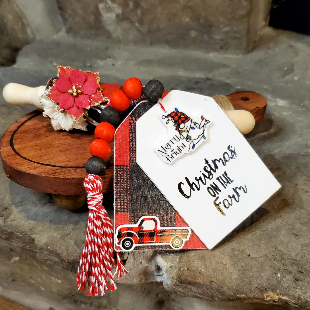 Buffalo Plaid Christmas Tiered Tray Décor, Christmas Gift, Coworker Gift