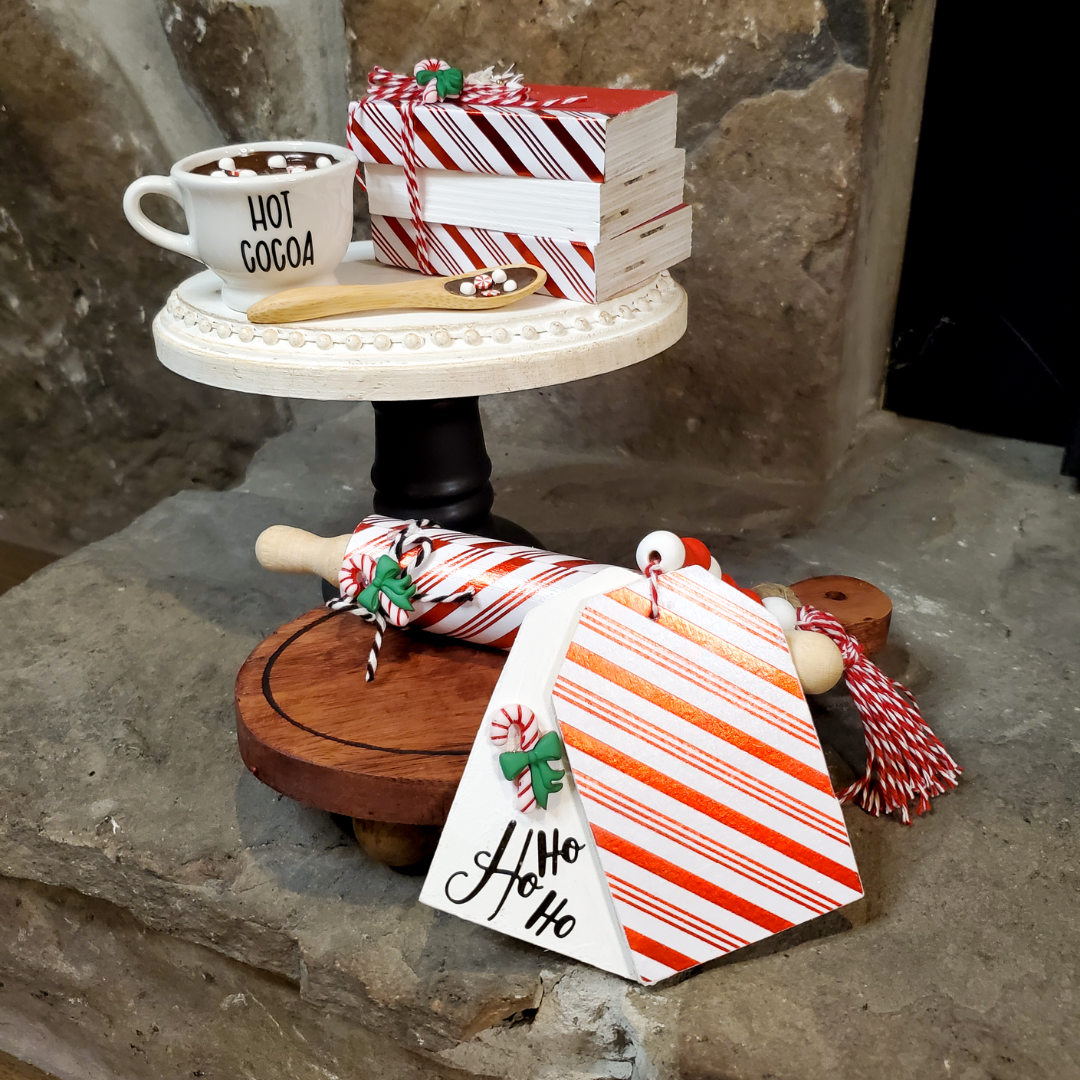 Christmas Tiered Tray Decor, Candy Cane Stripes, Tiered Tray Decor Bundle, Sister In Law Gift
