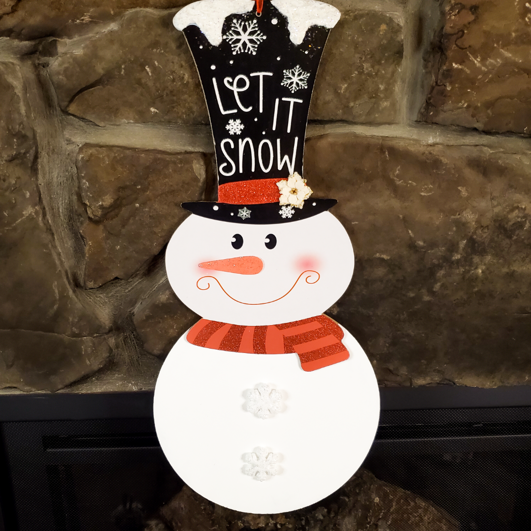 Snowman Door Hanger, Let It Snow Decor, Mom Gift