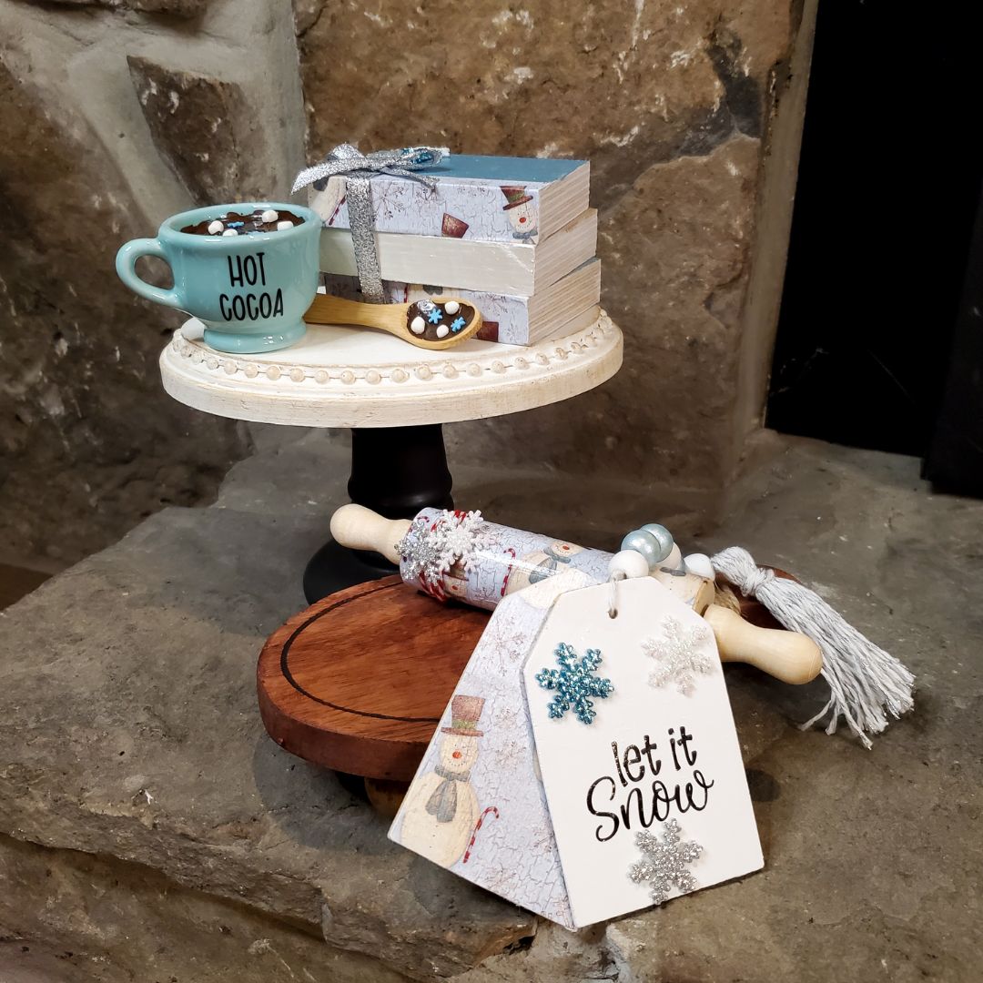 Let It Snow, Christmas Tiered Tray Décor, Tiered Tray Décor Bundle, Mother In Law Gift