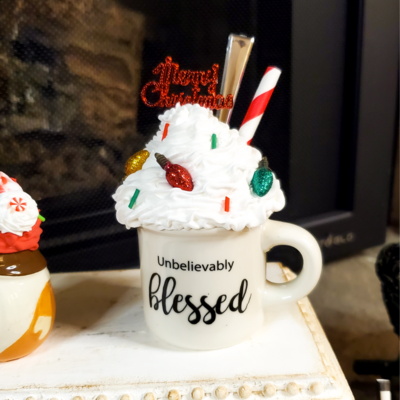 Merry Christmas Mini Mug, Christmas Tiered Tray Décor, Coworker Gift