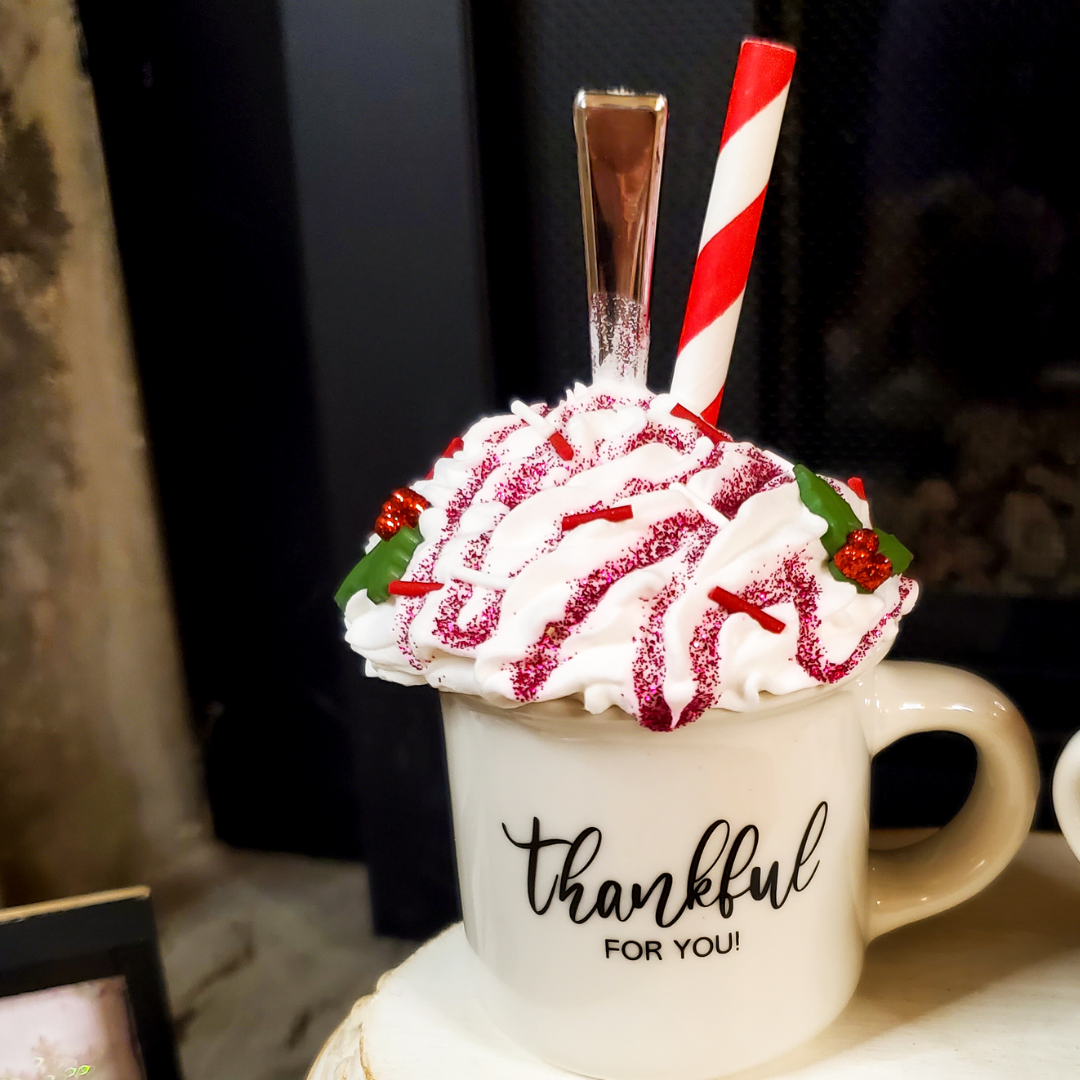 Holly Mini Mug, Christmas Tiered Tray Décor, Coworker Gift
