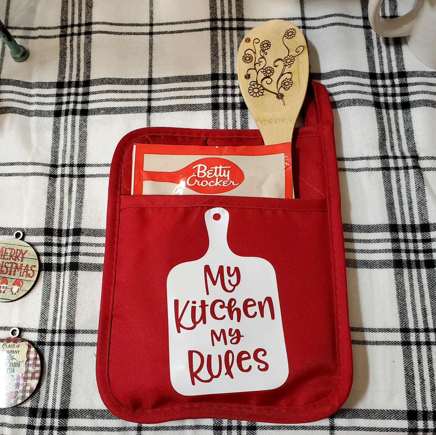 Pot Holder, Baking Gift Set, My Kitchen My Rules, Christmas Gift, Mom Gift