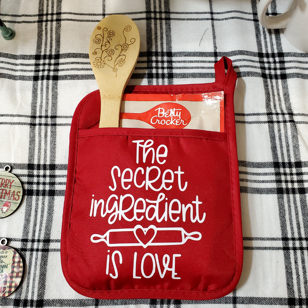Pot Holder, Baking Gift Set, The Secret Ingredient is Love, Christmas Gift, Grandma Gift